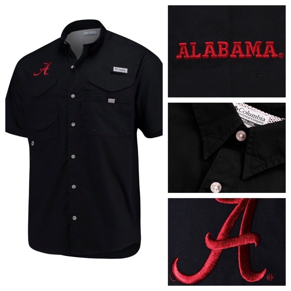 Men’s Columbia PFG Black ALABAMA Angler Shirt NWOT - Picture 1 of 8